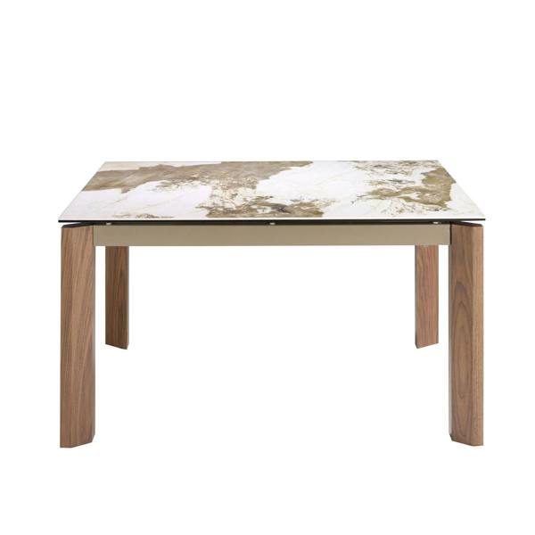 Angel Cerdá Rectangular porcelain marble and walnut extending dining table 1118