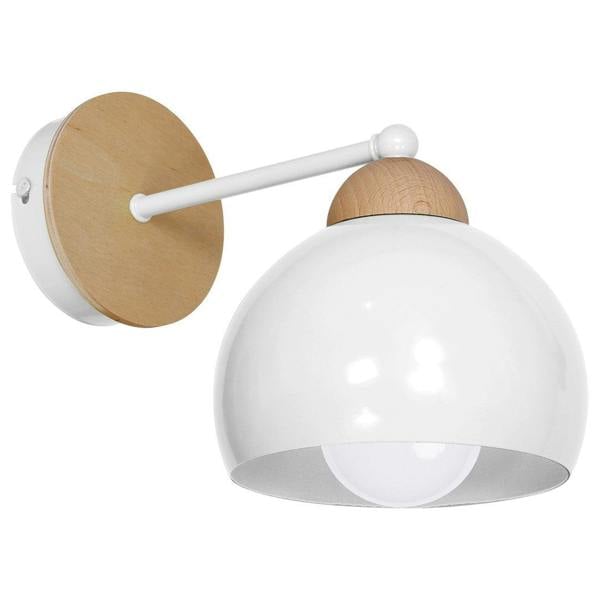Milagro Dama Pendant Lamp Hand Made Scandi Syle White With Wooden Detail