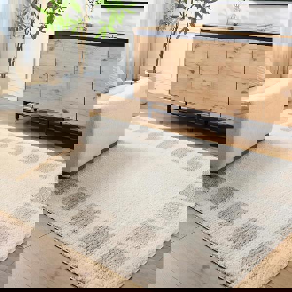 Livabliss Fossay Shag-Washable Beige Grey Modern High Pile Rug