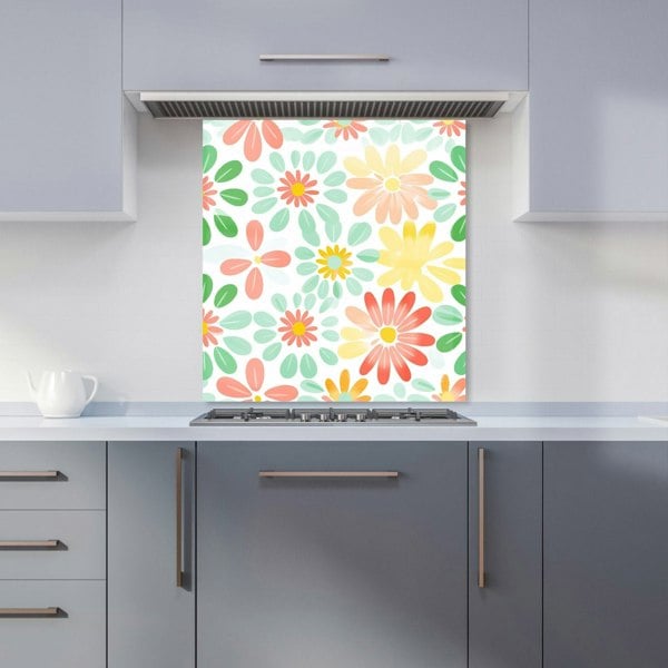 Warren Reed - Designer Green and Yellow Flowers Kitchen Splashback