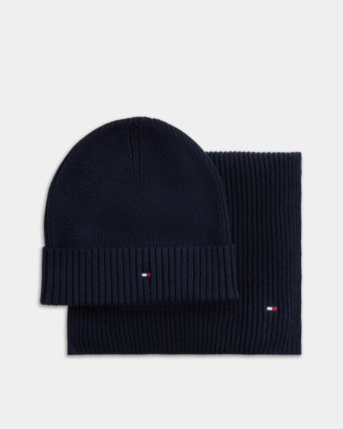 Tommy Hilfiger TH Flag Gift Box Mens Beanie And Scarf - Space Blue