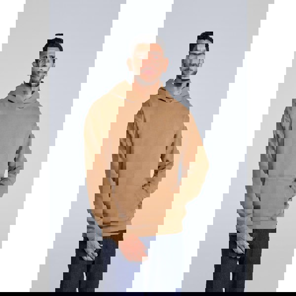 Animal Mens Icon Organic Drop Shoulder Hoodie - Tan