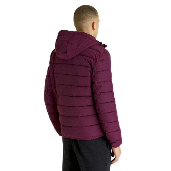 Lyle & Scott Branded Hooded Puffer Jacket - Burgundy