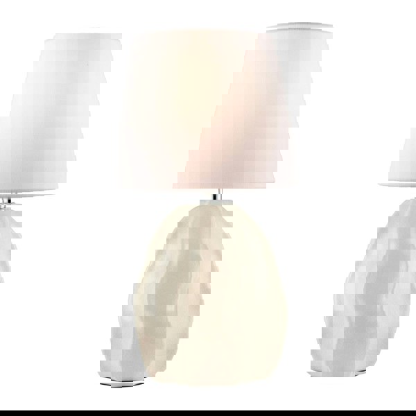 Cream Gloss Ceramic Ripple Effect Table Lamp Base with Crackle Design Image 4