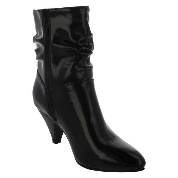 Spot On Ladies Spot On Mid Heel Rouched Ankle Boots F50897