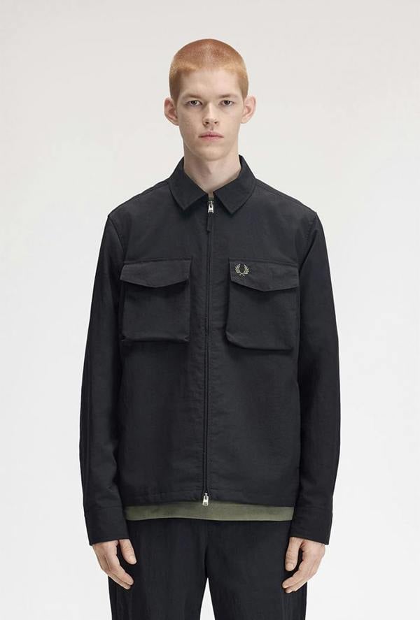 Fred Perry Ripstop Pocket Overshirt - Black