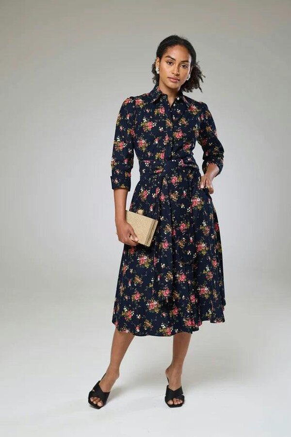 Lioness by TF Navy Flora Cord Long Sleeve Dress