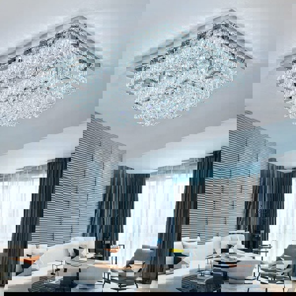 Double-Tier Crystal LED Ceiling Light 100W Ceiling Lights Living and Home 