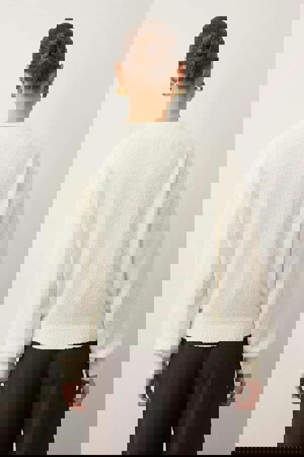 WOVCOR Soft-Textured Knit Cardigan with Button Detail and Balloon Sleeves