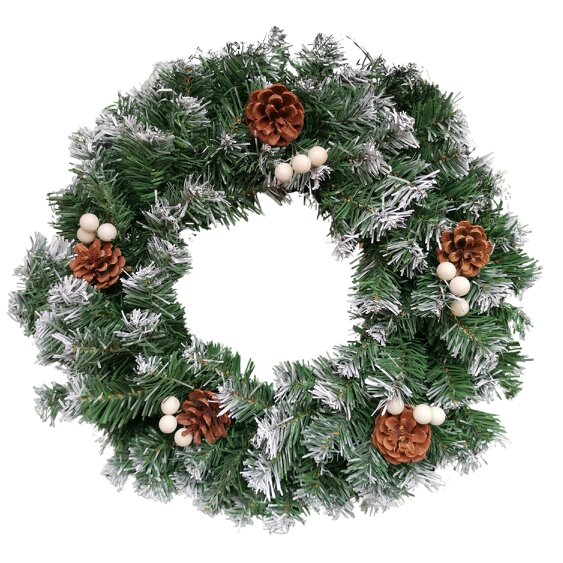 Samuel Alexander 40cm Snow Tips Christmas Door Wreath for Indoor / Outdoor