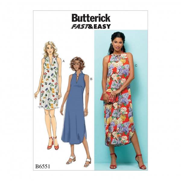 Butterick Sewing Pattern 6551, Dresses for Women, Y (XSM-SML-MED) - Easy