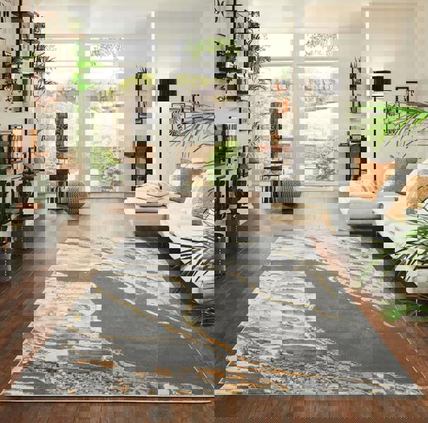 Smart Living Parma Modern Shimmer Rug - Ochre