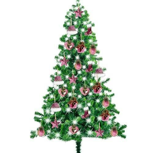 13x12cm Pink Mini Santa Hat Hanging Decoration Set for Christmas Trees and Festive Displays image 5