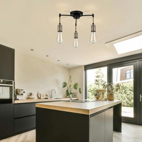 COSYLYTE Linton 3 Light Ceiling Light - Matt Antique Brass