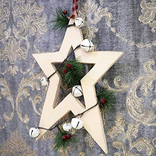 25 x 1.2 x 36 cm Cream Wooden Hanging Star Decoration for Christmas and Seasonal Displays image 7
