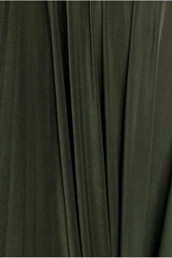 Plunge Neck Long Sleeve A-line Maxi Dress - Olive Green DR2608