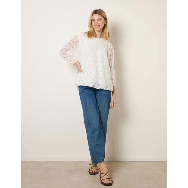 Blue Vanilla Lace Puffball Batwing Top
