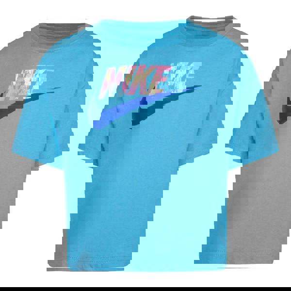 Nike Girls Futura Digital Print T-Shirt - Blue/Pink