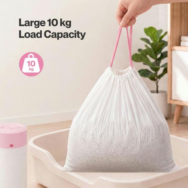 Skylos Cat Litter Bags for Robot Litter Box Drawstring 120 Pack HDPE Pink