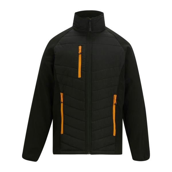 Regatta Mens Full Zip Padded Jacket - Black/Orange Pop