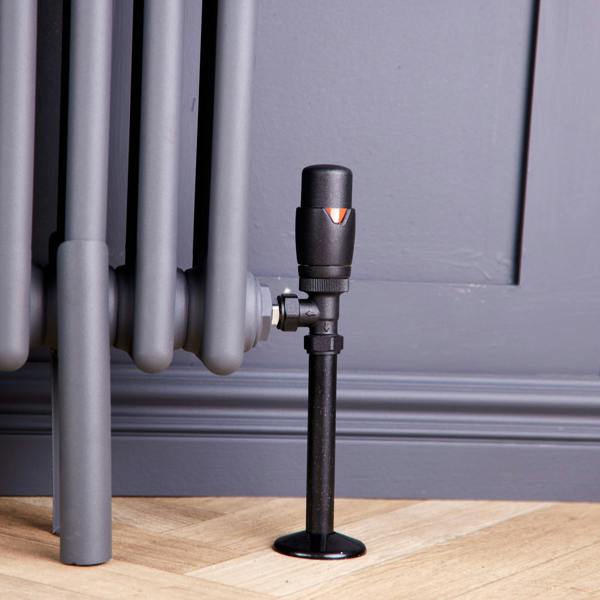 Flode Anthracite Angled Thermostatic Radiator Valve Pack