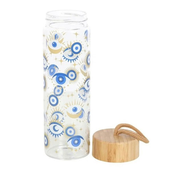 Something Different All Seeing Eye Glass Reusable Water Bottle - Clear/Blue/Beige