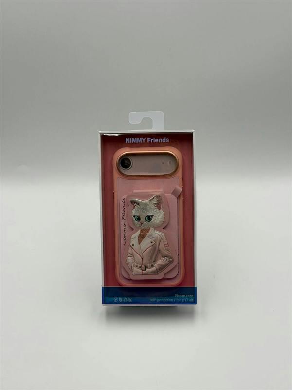 Nimmy Friends Nimmy White Cat Magnetic Combo Case with Detachable MagSafe Card Holder Stand for iPhone 17 Air 6.5" Pink - N-CXMC-KTZH-IP17-AIR-04