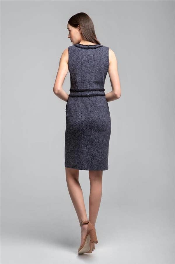 Rumour London Eloise cotton tweed dress with fringed detail