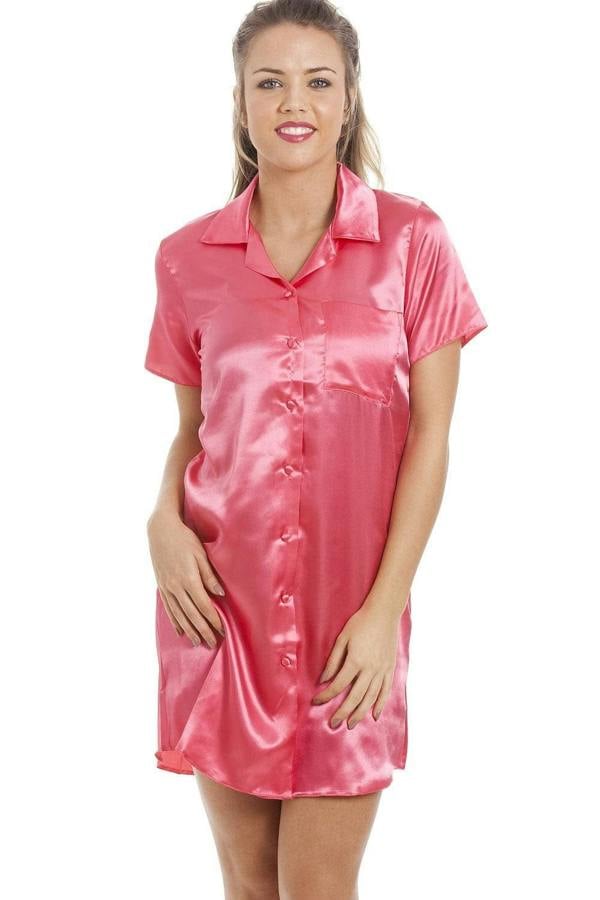 Camille Women's Nightshirt Knee Length Satin Dress Ladies Nightwear