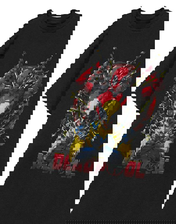 Marvel Deadpool Mens Black Deadpool & Wolverine Knives Short Sleeved T-Shirt