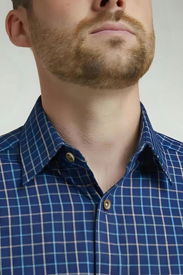 Navy Tattersall Check Long Sleeve Shirt