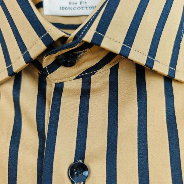 Gold With Black Bold Stripe Shirt