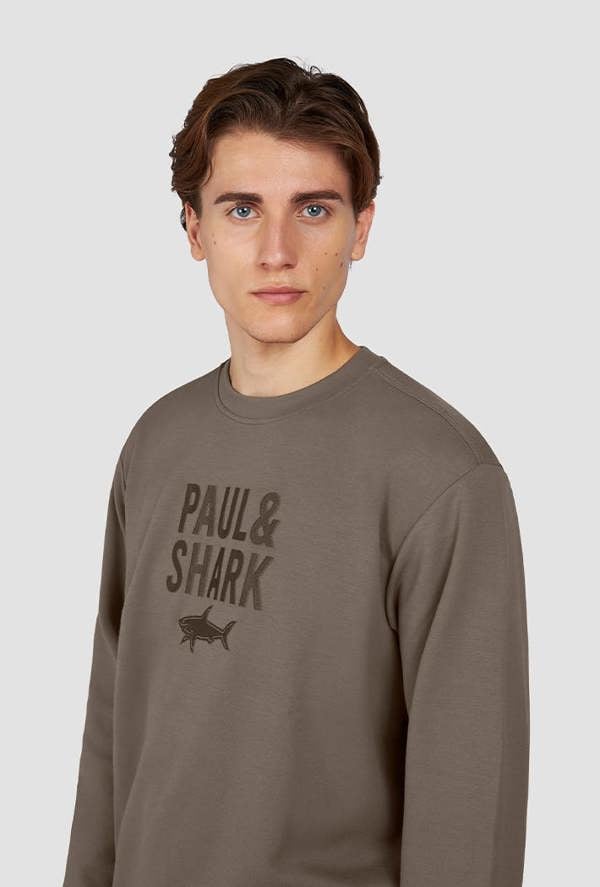 Paul & Shark Embroidered Logo X-Soft Fleece Cotton Sweatshirt