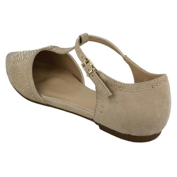 Savannah Ladies Savannah Flat T-Bar Buckle Strap Pointed Shoes