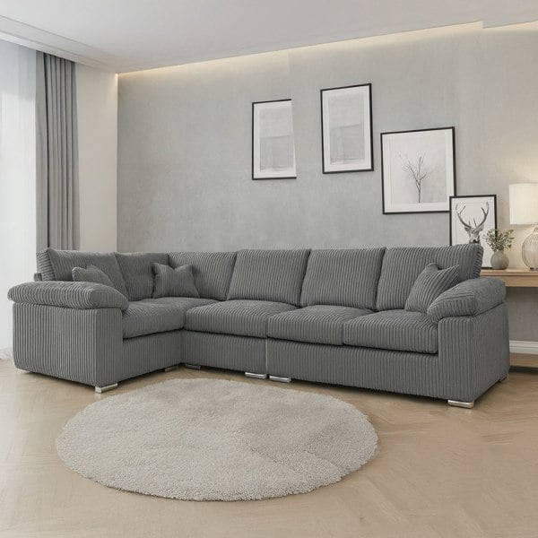 Furnishings For Less Delta Full Jumbo Cord 5 Seater L Shaped Corner Sofa