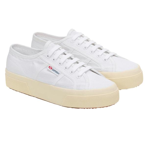 Superga Unisex Adult 2740 Linen Platform Trainers - White/Off White - 