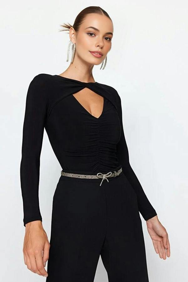 WOVCOR Knit Bodysuit with Cut-Out Detail