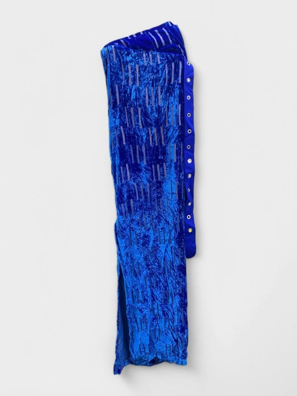 Off - White Velvet Shibori Belt Long Dress Blue - Supplied FashionOff White