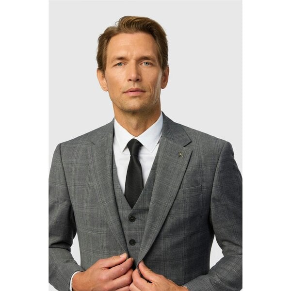 Ted Baker Slim Fit Grey Hopsack Check Jacket