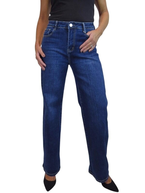 Paulo Due Women's High Waist Wide Straight Leg Stretch Jeans