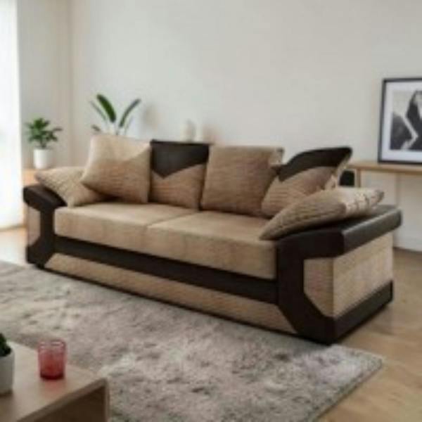 Snug Furniture Dino Jumbo Cord 3 Seater Sofa Brown and Beige