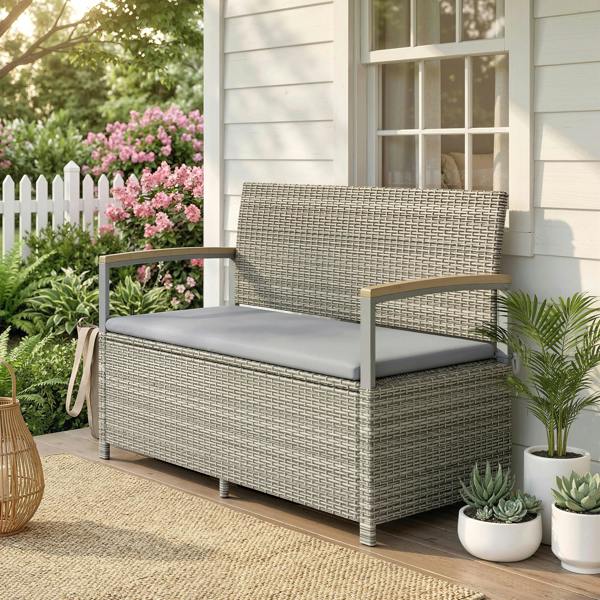 Rattan Storage Bench
