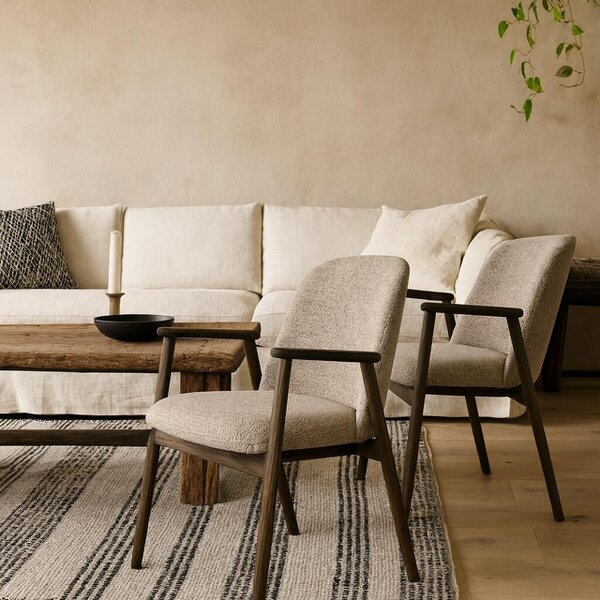Wyld Haus Set of 2 Kampala Beige Monza Upholstered Dining Chairs With Armrest