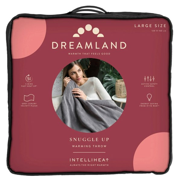 Dreamland Snuggle Up Heated Throw Electric Blanket - Grey - 120cm x 160cm