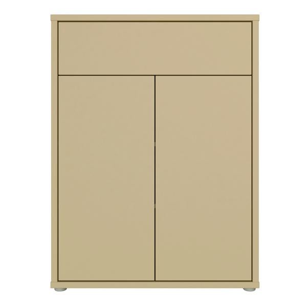 Furniture To Go Alice Springs Compact Shoe Cabinet with 2 Doors Push-to-Open & 1 Drawer Push-to-Open in Butter Yellow