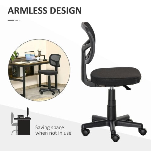 Bobobiy Small Office Chair without Arms, Ergonomic Swivel Mesh Desk Chair with Curved Back and Wheels, Holds Up to 120 kg