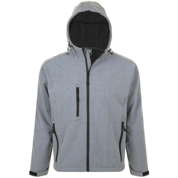 SOLS Mens Replay Hooded Soft Shell Jacket (Breathable, Windproof And Water Resistant) - Grey Marl