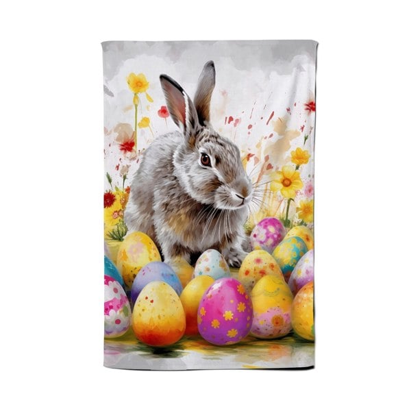 Warren Reed Splashart Easter Bunny And Eggs Tea Towel