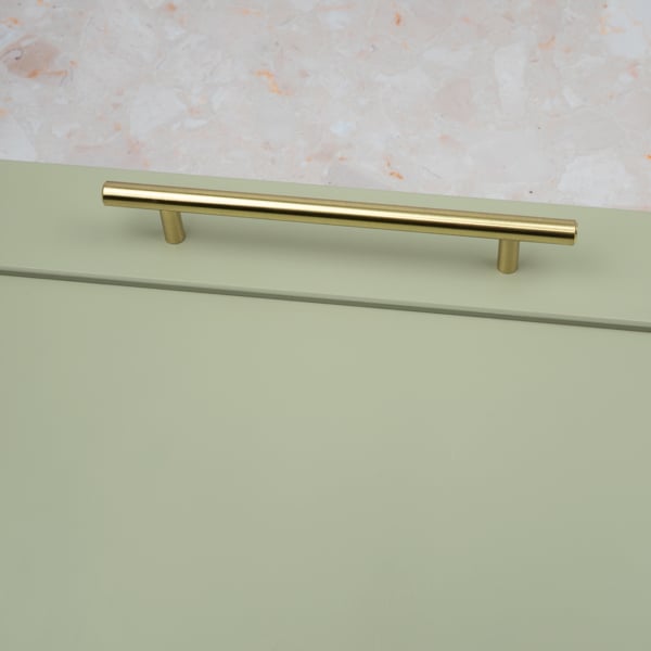Handle & Home Satin Brass T-Bar Handles & Coordinating T-Bar Knob