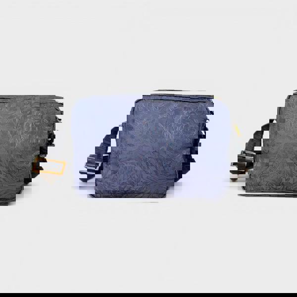 Versace Medusa Logo Jacquard Crossbody Fabric Bag Navy Black